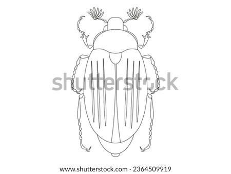 Black and White May Beetle Clipart Vector isolated on White Background. Coloring Page of a May Beetle