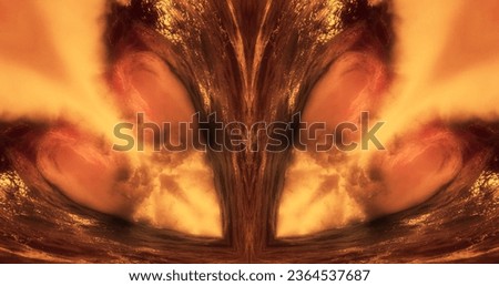 the volcanic eruption, abstract, symmetrical photo that emulates the lava being expelled  the cone of the volcano, diffuser filter, conceptual photo,