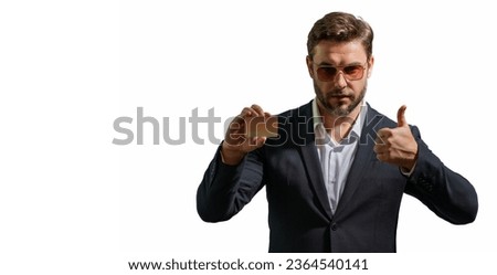 Business man in suit with a credit card has access to a line of credit purchases or pay bills. Credit cards offer purchases. Credit score concept. Businessman pay his bill. Banner for web header.