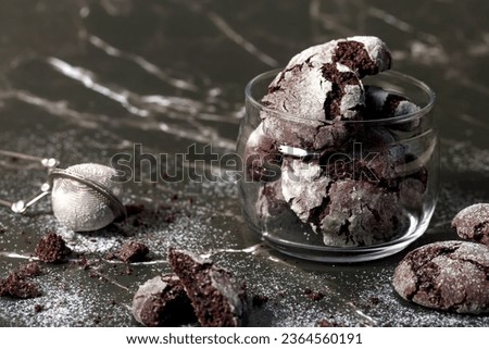 Marble cookies. Appetizing homemade cookies with chocolate. Photo for advertising confectionery products