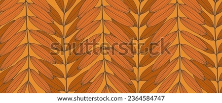 Autumn botanical background with orange branches and leaves. Vector background for creating wallpapers, covers, decor, cards.