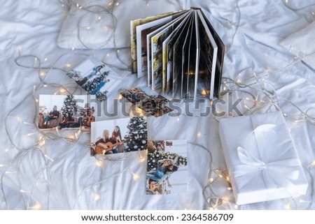 Photos of children against Christmas lights background