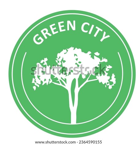 Green city. Green sign, emblem, market, banner, sticker