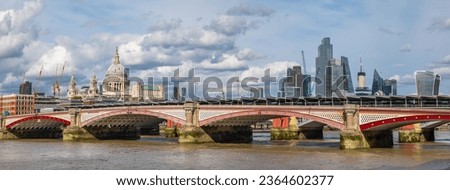Panorama of River Thames, Blackfriars Bridge, St Paul's Cathedral and City. London, England