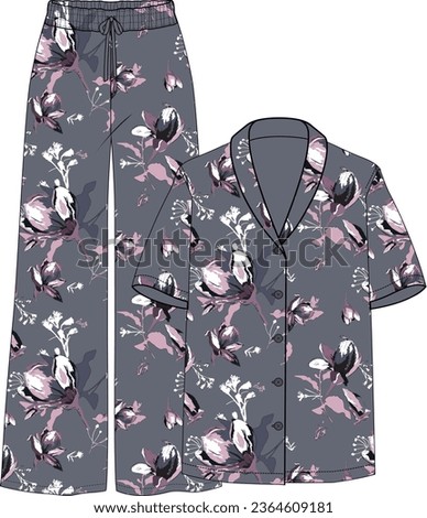 pajamas sets , geometric patterns , floral patterns Royalty-Free Stock Photo #2364609181