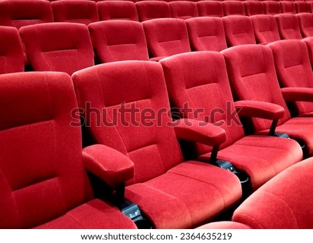 red chairs in a cinema. stock photo
