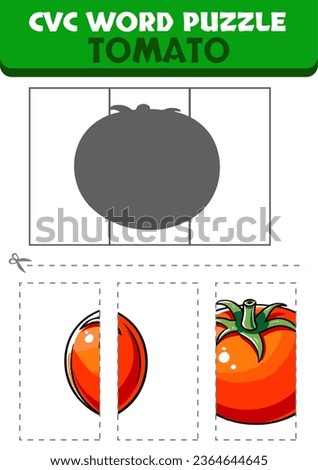Education game for children to learn cvc word by complete the puzzle of cute cartoon vegetable picture printable