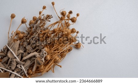 Picture of herbal incense made with herbs such as lavender and sage on a white background
