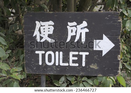 Toilet sign in Japanese and English language