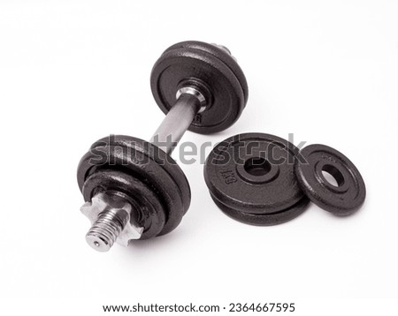 Sports equipment dumbbell on a white background. Dumbbells close up.