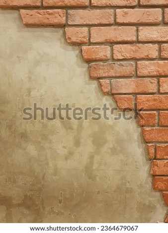 Brick and cement wall background in verical