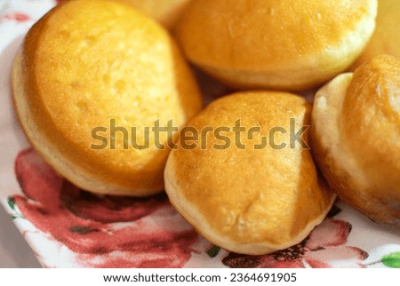 Set of Traditional Krapfen without glaze. Dessert from Germany like donuts