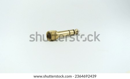 Audio signal converters microphone stereo jack type, in the foreground and on white background