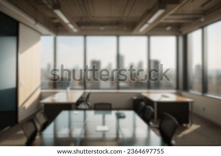 Blurred Office room interior with tables