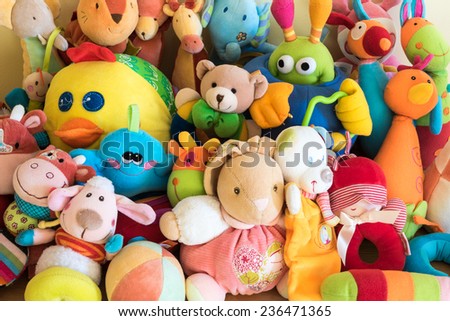 Soft toys in a child's bedroom Royalty-Free Stock Photo #236471365