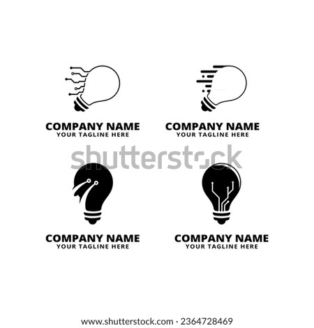 set of tech bulb logo illustration