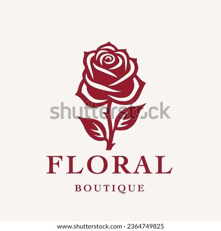Flower icon. Rose logo. Floral emblem. Botanical boutique symbol. Vector illustration.