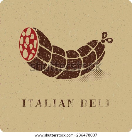Vintage print of salami deli