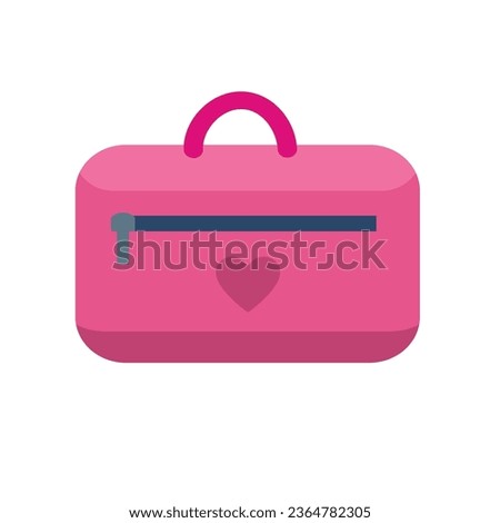 Student pencil pouch icon, pink pencil case, flat vector illustration