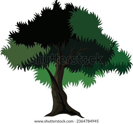 Green Tree Illustration. Realistic tree illustration.