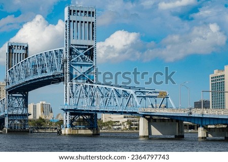 Late afternoon along St John River with the Main Street Bridge at Jacksonville Florida