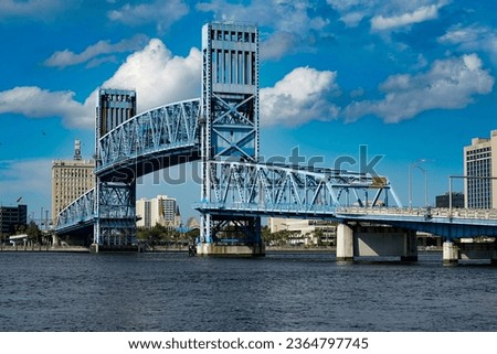 Late afternoon along St John River with the Main Street Bridge at Jacksonville Florida