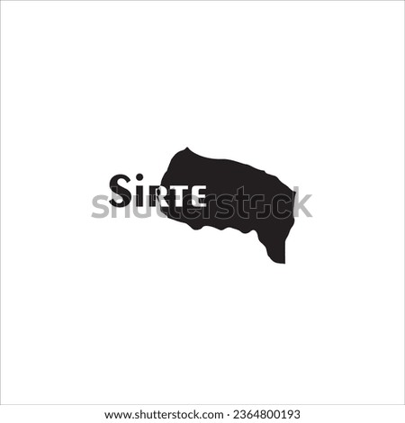 Sirte map and black letter design on white background