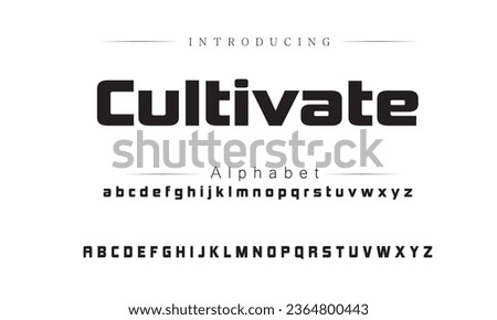 Cultivate Modern abstract digital alphabet font. Minimal technology typography, Creative urban sport fashion futuristic font and with numbers. vector illustration Royalty-Free Stock Photo #2364800443