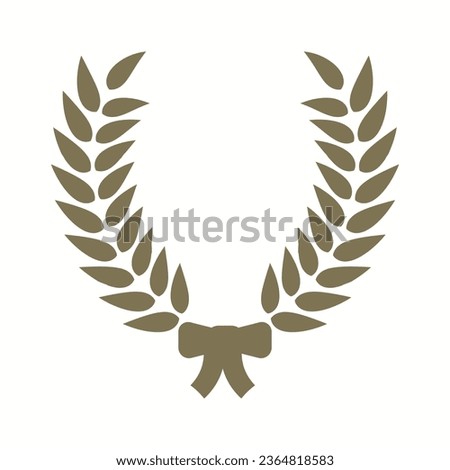 Silhouette of Greek or Roman laurel wreath for honor winners prize, leaf frame for graduation certificate or sport victory medal award. Vector Royalty-Free Stock Photo #2364818583