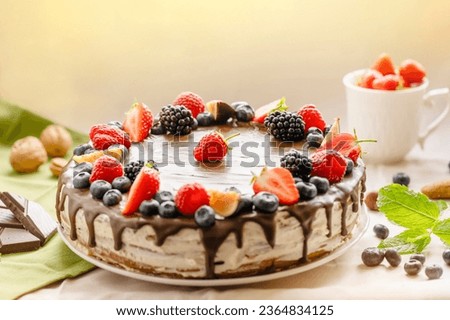 chocolate cake with different berries