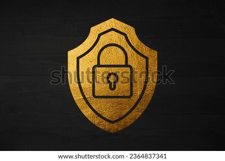 Gold Cyber security icon isolated on white background. Closed padlock on digital circuit board. Safety concept. Digital data protection. 3d illustration 3D render. Royalty-Free Stock Photo #2364837341