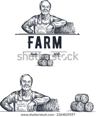 vector portrait of a farmer. Portrait of a man. Hand drawing