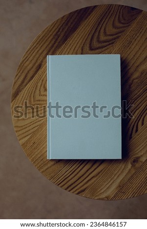Diary, book, table, wood, mockup, table