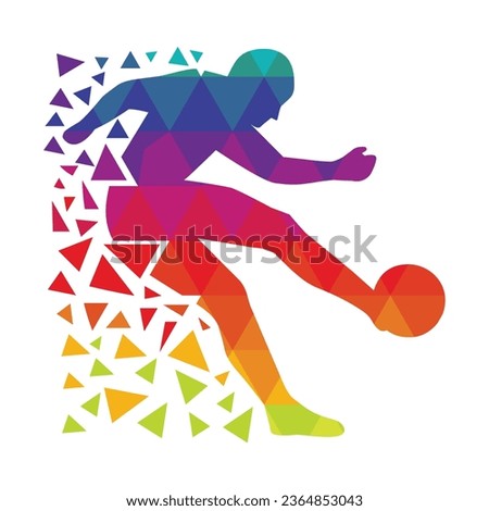 vector multicolor footballer silhouette set