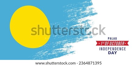 Palau happy independence day greeting card, banner vector illustration. Palauan national holiday 1st of October design element with distressed flag