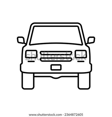 SUV icon. Off-road transport. Black contour linear silhouette. Front view. Editable strokes. Vector simple flat graphic illustration. Isolated object on a white background. Isolate. Royalty-Free Stock Photo #2364872605