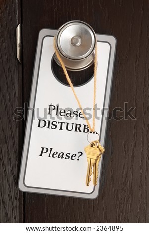 lonely plea for attention - a sign and keys hanging on a doorknob