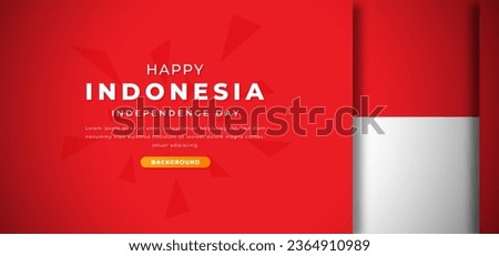 Happy Indonesia Independence Day Design Paper Cut Shapes Background Illustration for Poster, Banner, Advertising, Greeting Card