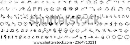 Hand Drawn Emotion Accent Comic Icon Pictogram Set Royalty-Free Stock Photo #2364913211