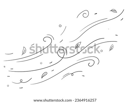 Leaf wind doodle. Hand drawn doodle wind motion, air blow, leaf falling elements Royalty-Free Stock Photo #2364916257
