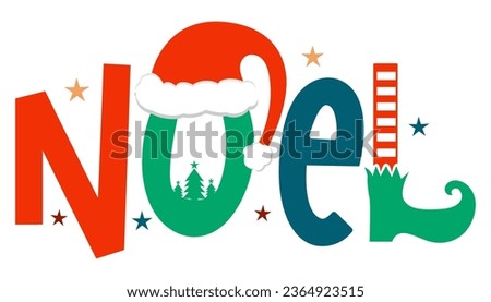 Noel letters creative, Merry christmas decoration, Calligraphy vector illustration Royalty-Free Stock Photo #2364923515