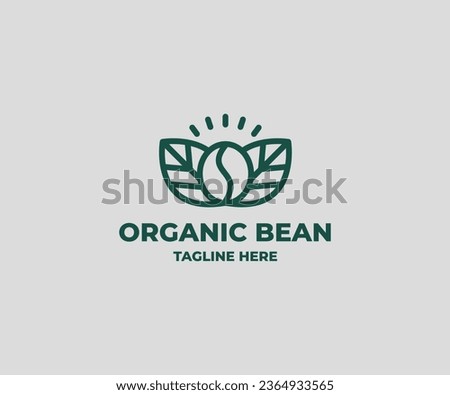 coffee bean with plant hipster minimal logo