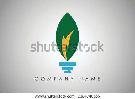 Green energy concept. Green lightbulb with leaf inside. Sustainable renewable resources. Environmental friendly electricity. Energy saving. Ecological. Solar power. Vector illustration, flat, clip art