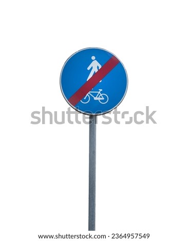 the end of cycle and pedestrian path road sign on a transparent background