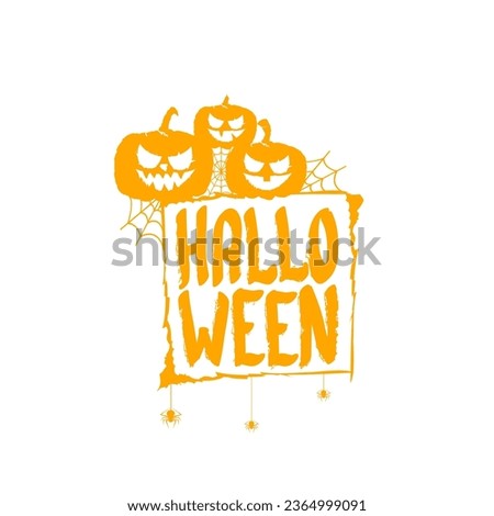 Happy Halloween text banner design template with scary halloween pumpkin isolated on white background. Halloween party lettering logo, label, sticker, poster and banner design 