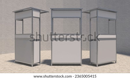 3D design of three sales stands