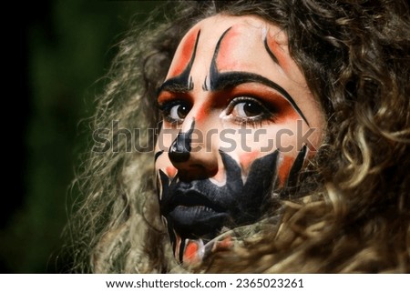 close-up of a woman in Halloween makeup