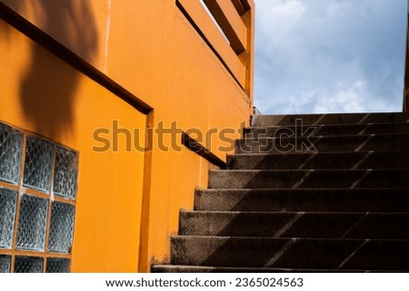 old orange vintage stair ,orange grunge stair background