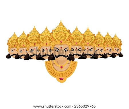 Happy Dussehra indian festival design ravan face greeting vector illustration. Royalty-Free Stock Photo #2365029765