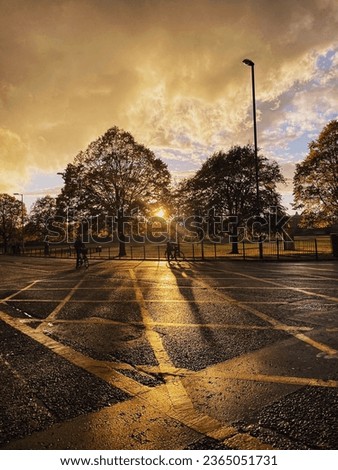 A sunset picture of the streets in United Kingdom 